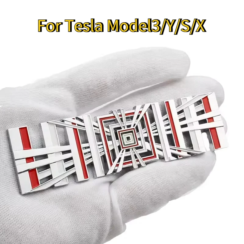 

Для Tesla Model 3 Y S X 3D клетчатый логотип, значок, наклейка, эмблема багажника, наклейка с буквой для выступлений, аксессуары для внешнего украшения автомобиля