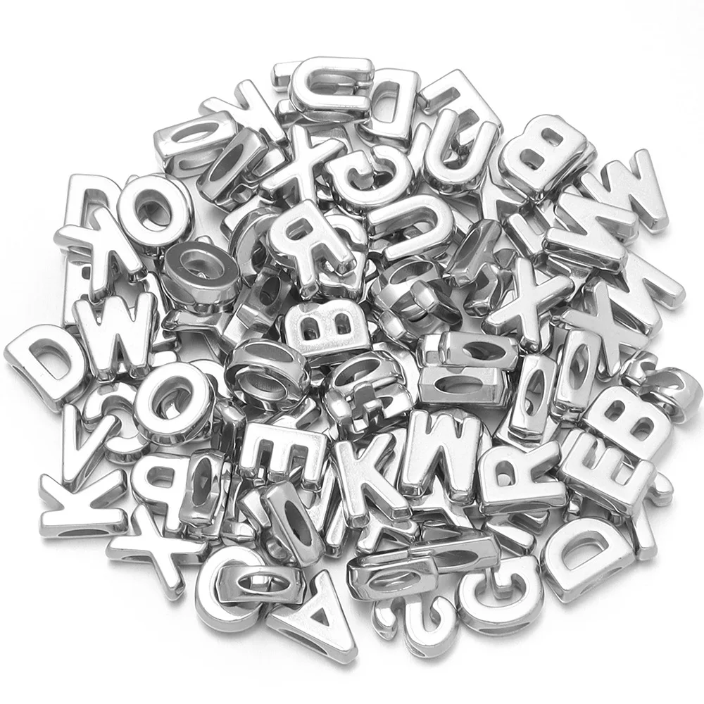 100/200 Stück Gemischte Acryl-Farbperlen mit Buchstaben, Flache Perlen mit Loch, Cartoon 26 Englische Buchstabenperlen, DIY Schmuckzubehör – Detail 4