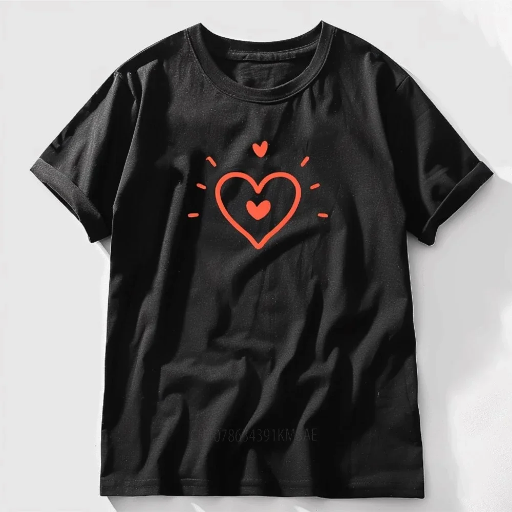 Funny Gift Unique Hearts Pattern Red Highlights Unisex Style Shirts for Women Men Clothing Streetwear Graphic T Shirts