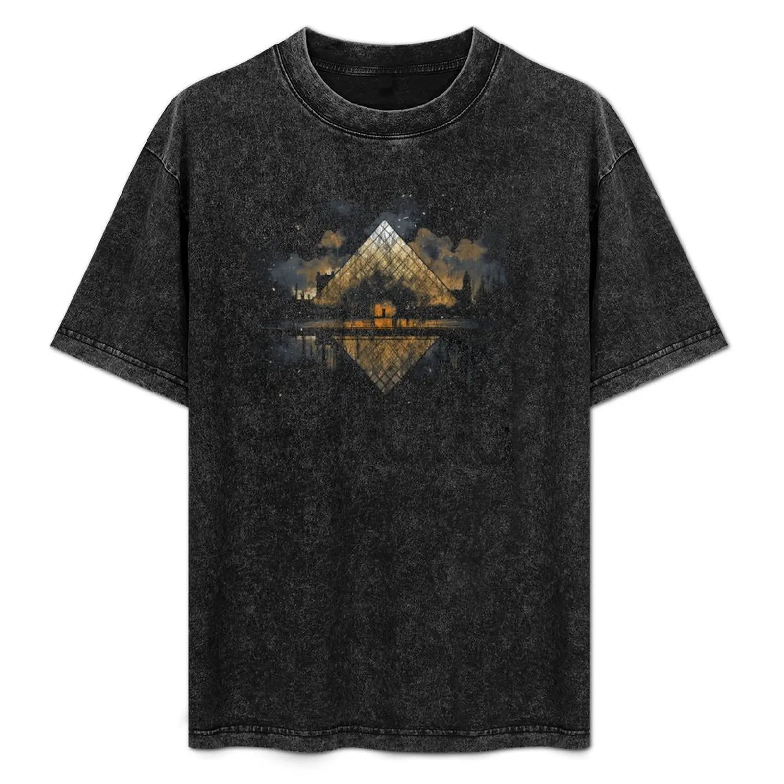 

The Louvre Museum - Distressed Vintage Street Art Landmarks T-Shirt anime clothes customizeds Blouse mens vintage t shirts