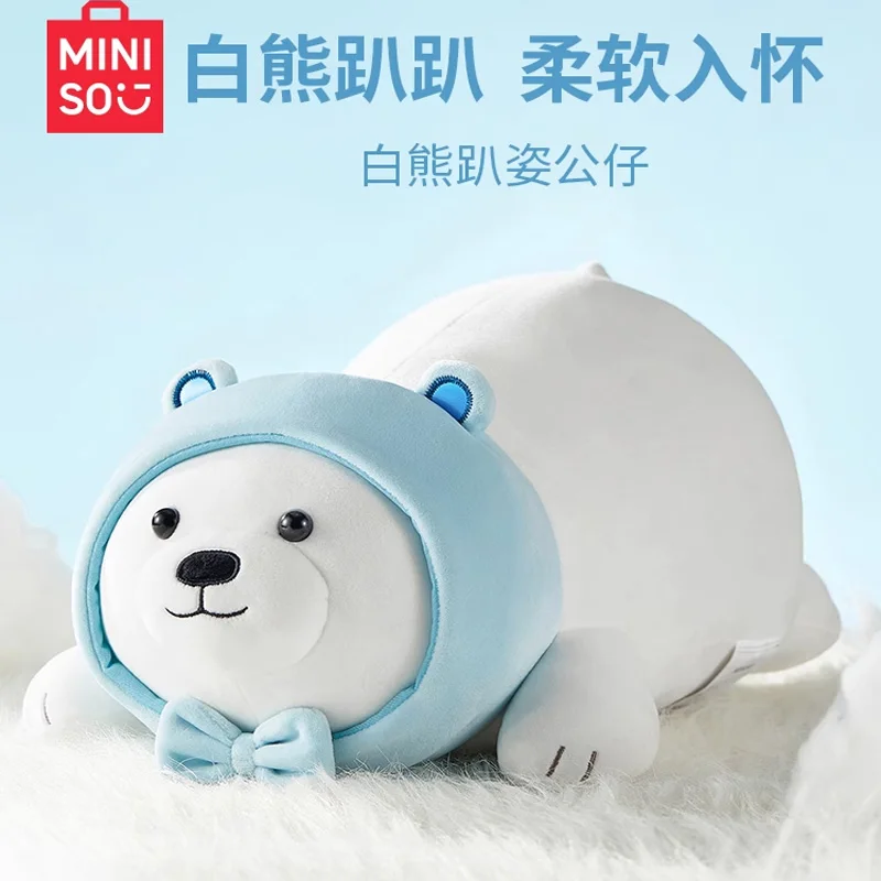 Miniso White Bear Plushie Chicken Bear Doll Plush Toy Girls Bear Pillow Plush Toy Birthday Gift Adorable Soft Skin-Friendly