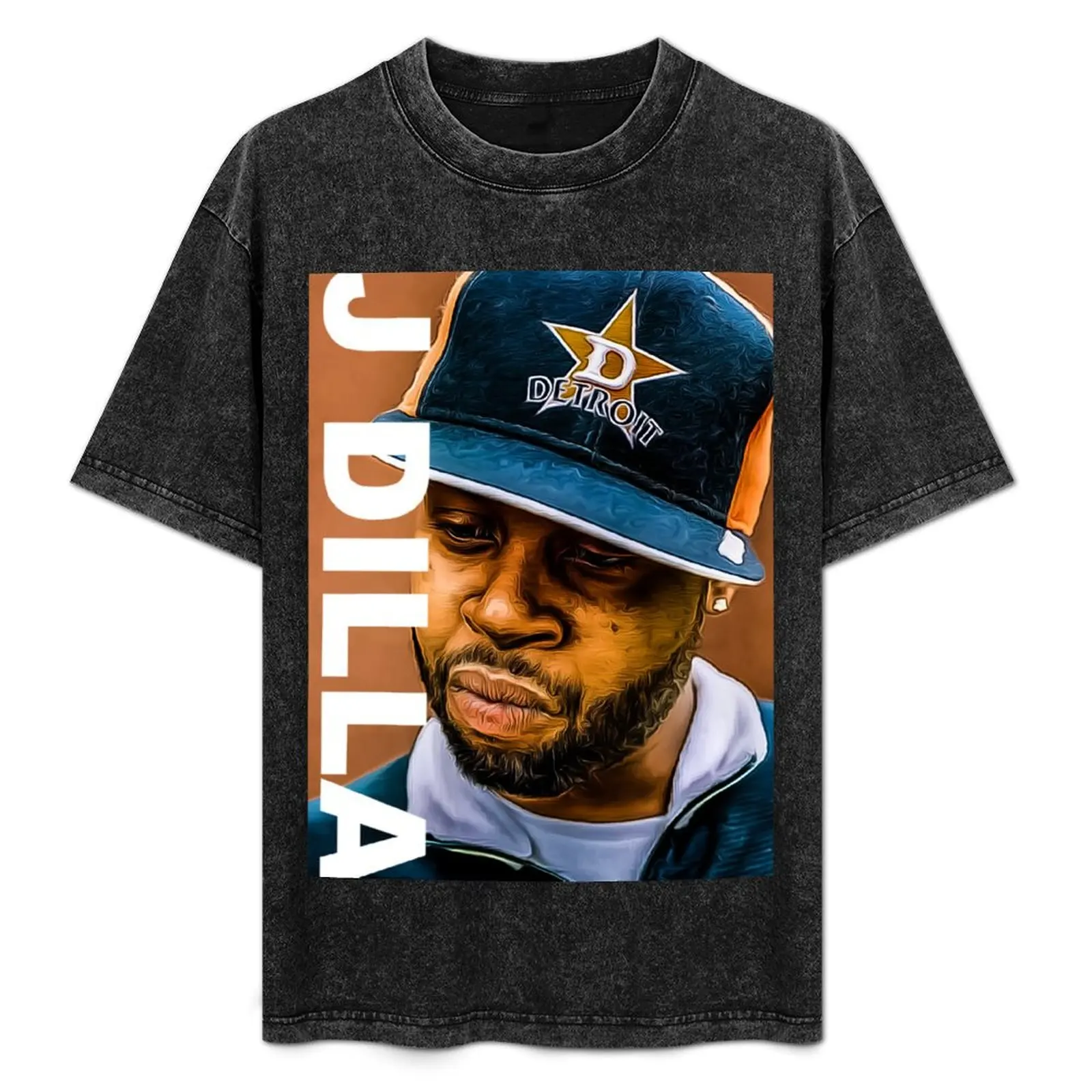 

j dilla print art T-Shirt Basic Solid Color Short Sleeve Cotton Top