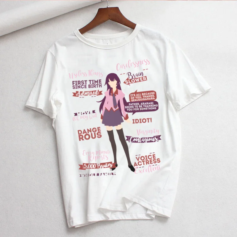 

Senjougahara Y2k Top Street винтажная футболка с короткими рукавами и принтом женская модная футболка для пар