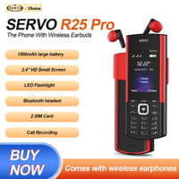 SERVO R25 PRO Bluetooth Earphones Mobile Phone Dual SIM Cards Call Recording Speed Dial FM Radio 2G GSM Button Backup Cellphones