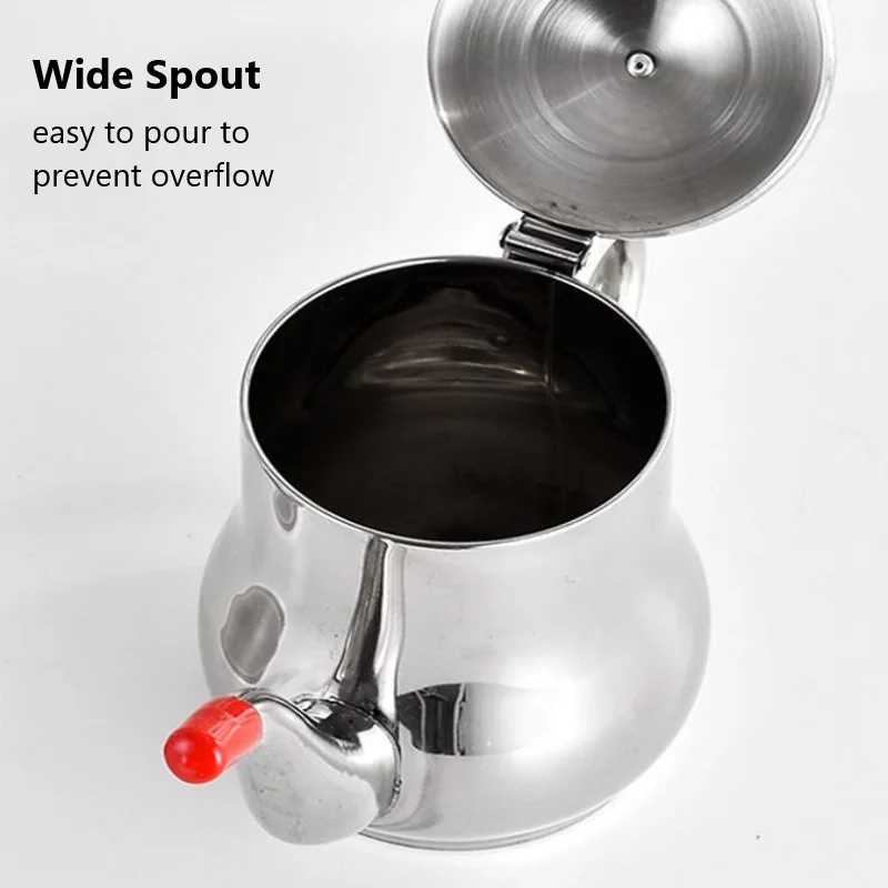 Stainless Steel Teapot with Filter Kitchen Oil Filter Pot Liquid Seasoning Container Coffee Holder Tea Kettle Kitchen Cooking
