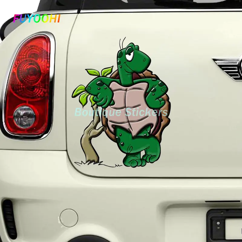 FUYOOHI Funny Stickers Turtle Cartoon Anime Helmet Motorcycle Vinyl Decals Perfect for Animal Lovers and DIY Car Styling