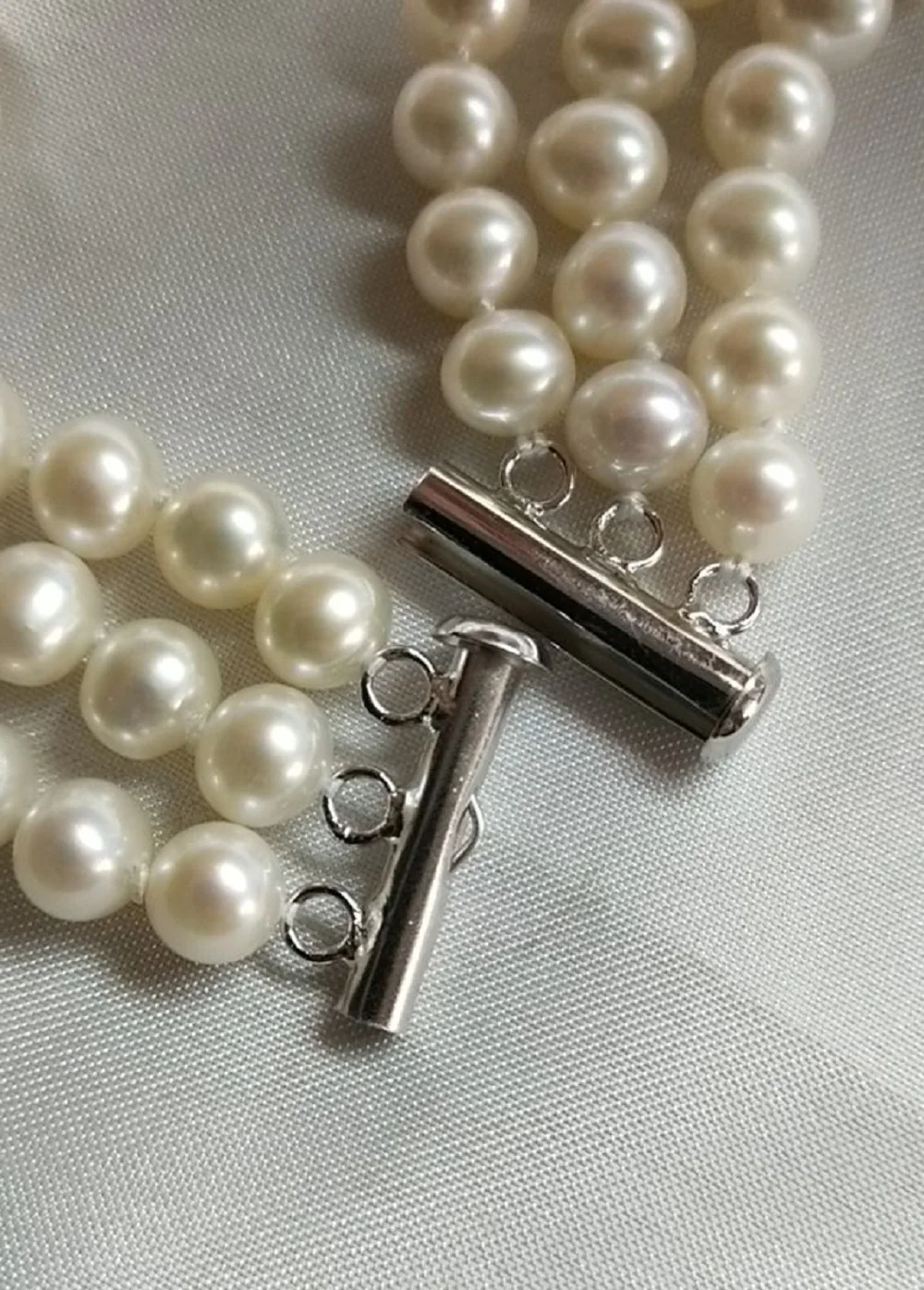 3-Row Pearl Necklace AAAA6-7mm Natural Japanese Pearl Necklace 16-17-18in