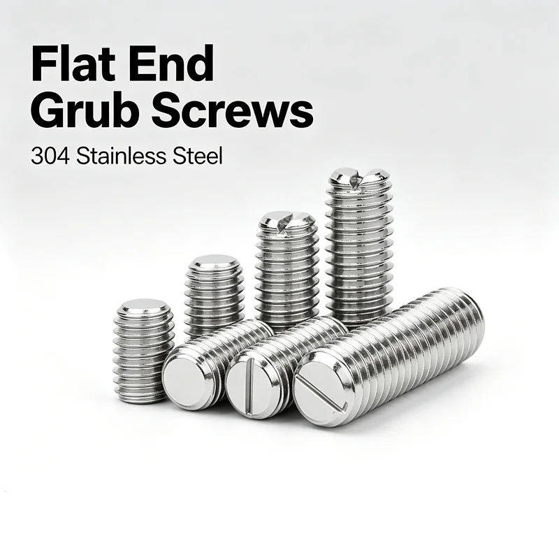 Corrosion Resistant 304 Stainless Steel Flat End Grub Screws Slotted Headless Set Bolts M1.6‑M10 Fasteners