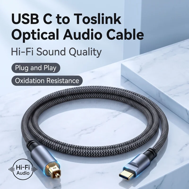 Highly Recommended-USB-C To TOSLINK Male Optical Sound Adapter USB-C To SPDIF Digital Converter For Laptops For Computer Connect