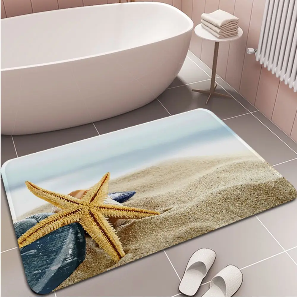 Ocean Beach Starfish Long Rugs Nordic Style Home Doormat Bathroom-Toilet Mats Bedroom Bedside Area Rugs