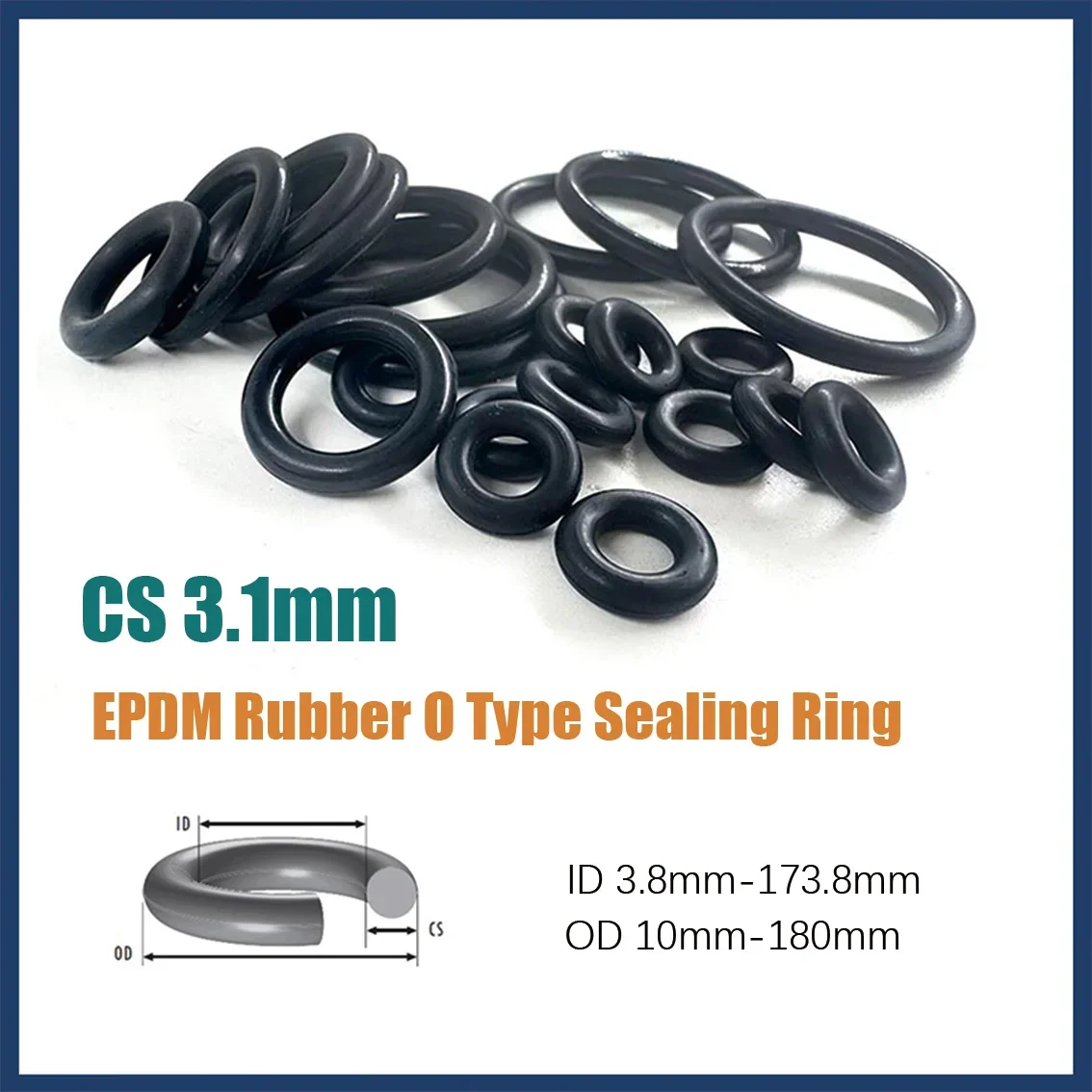EPDM Rubber O-Type Ring Seal Gasket CS 3.1*3.8-173.8*10/11/12/13/14/15/16/17/18/19-170/175/180mm Insulated Waterproof Washer