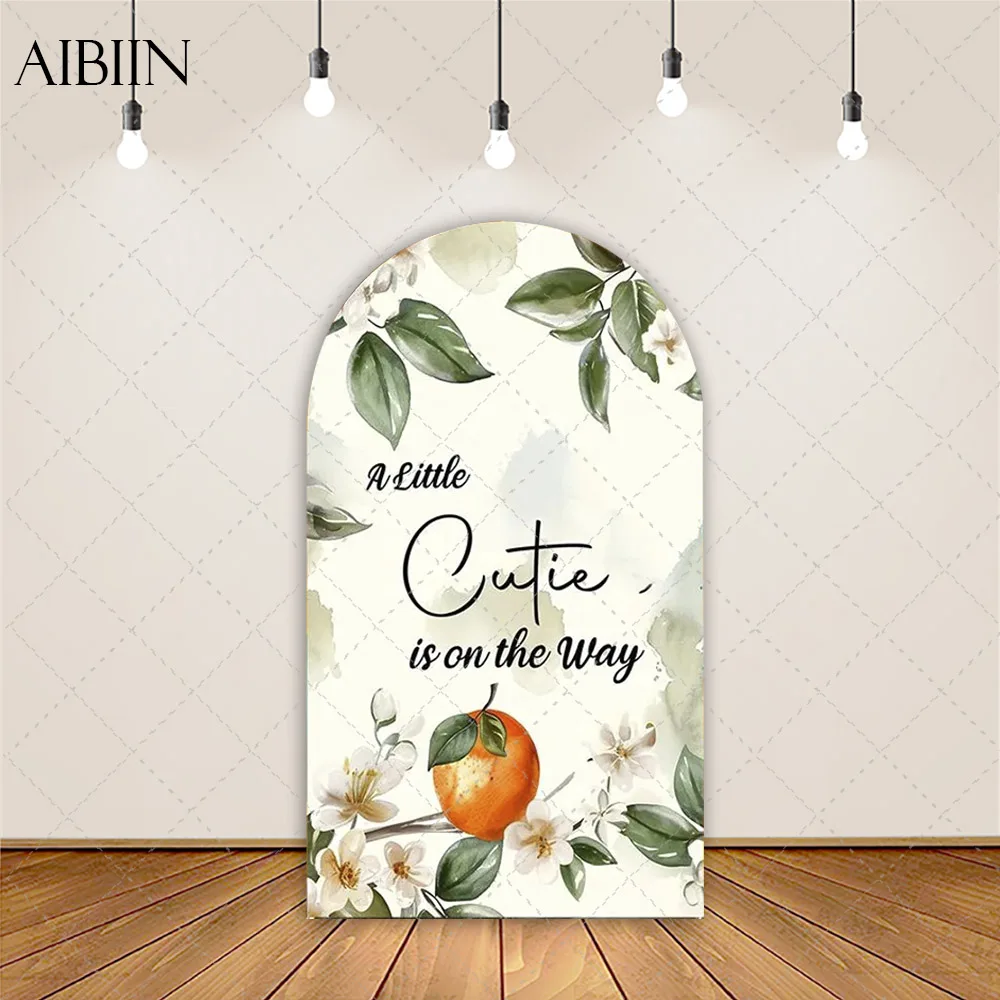 

A Little Cutie is One The Way Arch Backdrop Frame Covers Floral Lemon Kids Baby Shower Birthday Party Decorations