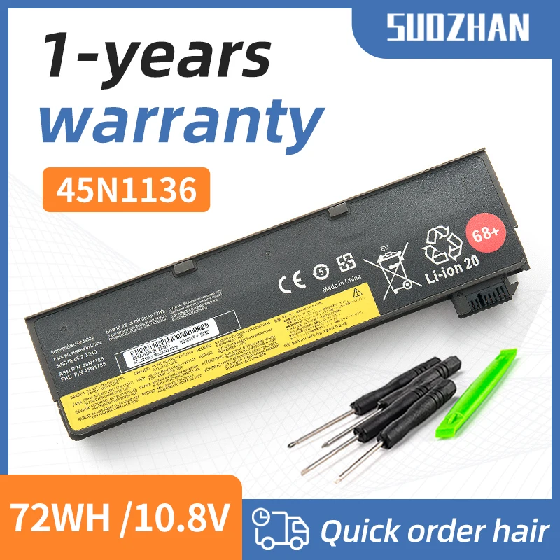 SUOZHAN Laptop Battery For Lenovo Thinkpad X270 X260 X240 X250 T450 T470P T450S T440S K2450 W550S P50S 45N1136 45N1738 68+