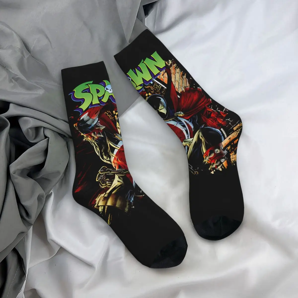 Classic Comic Character Compression Sock for Men Vintage Spawn Quality Pattern Novelty Crew Sock