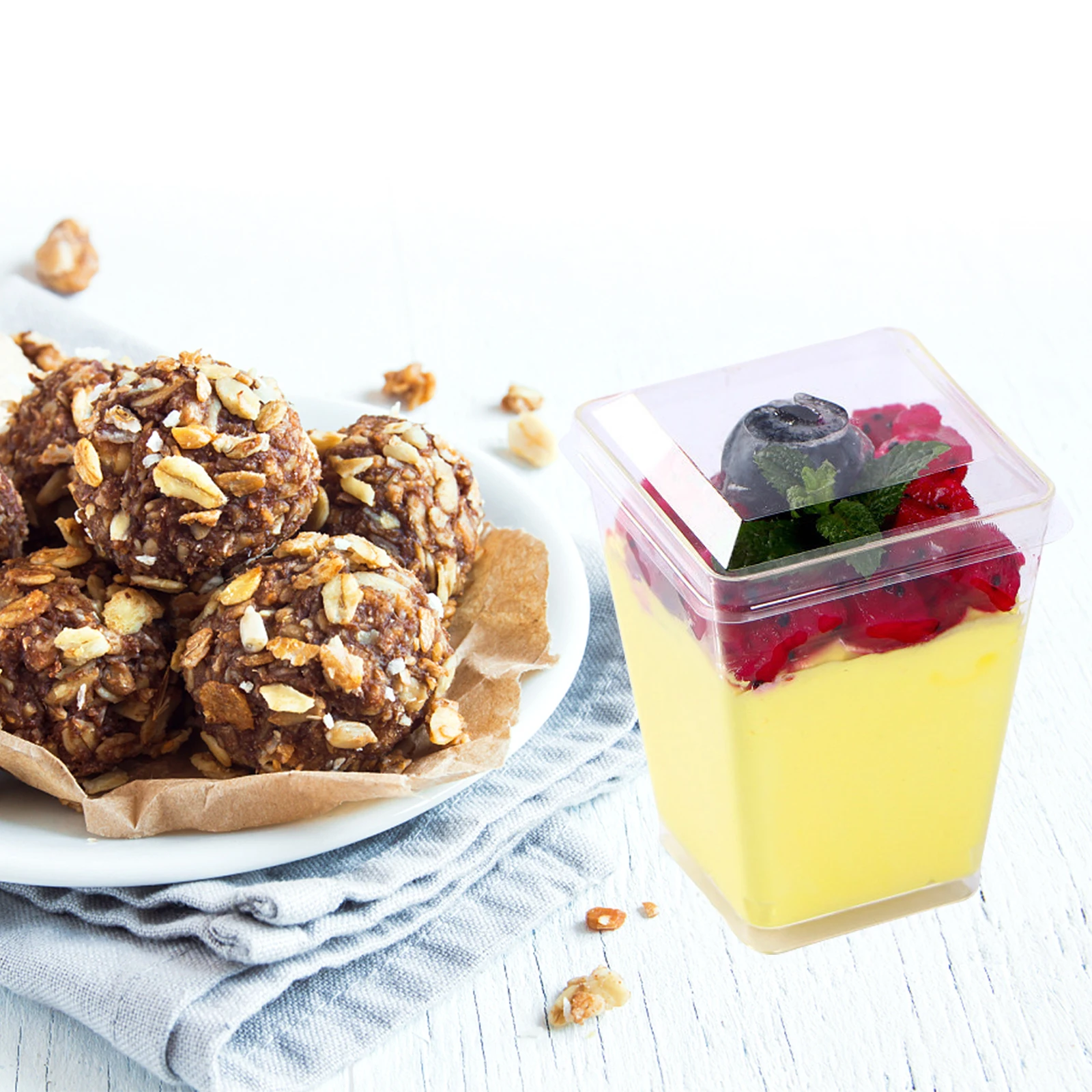 

50pcs Tiramisu Cup Clear Dessert Cups Mini Transparent Chocolate Pudding Container Round Kitchen Bar Supplies