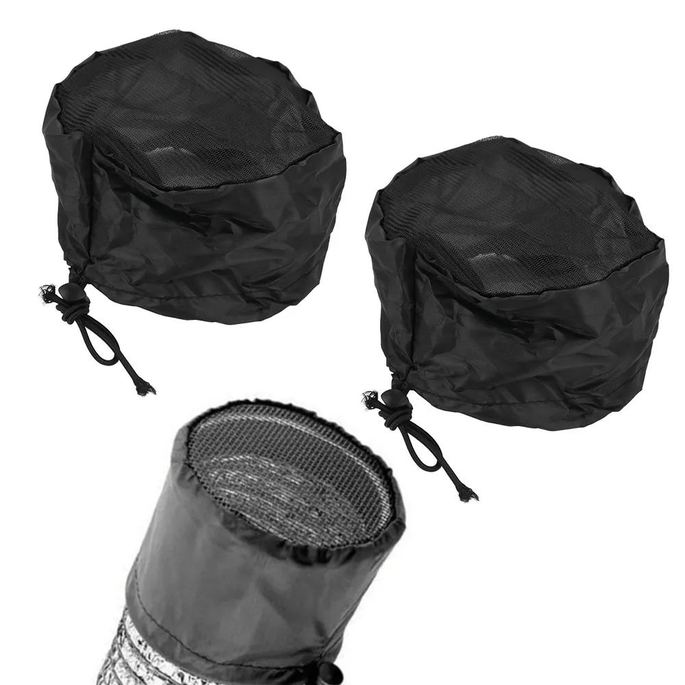 2Pcs Elastic Band Grow Tents Vent Cover Insect Proof Mesh Duct Filter Cover Fixed Buckle Polyester Ventilation Covers Lawn