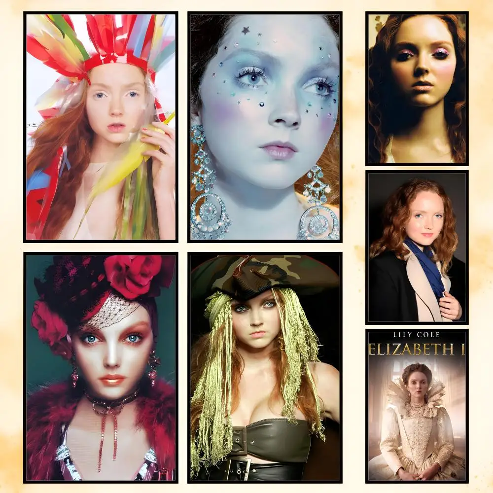 Model Fashion Lily Cole Poster Waterproof Self-Adhesive Wall Art Poster for Bedroom, Dorm, Cafe Decor and Gifts
