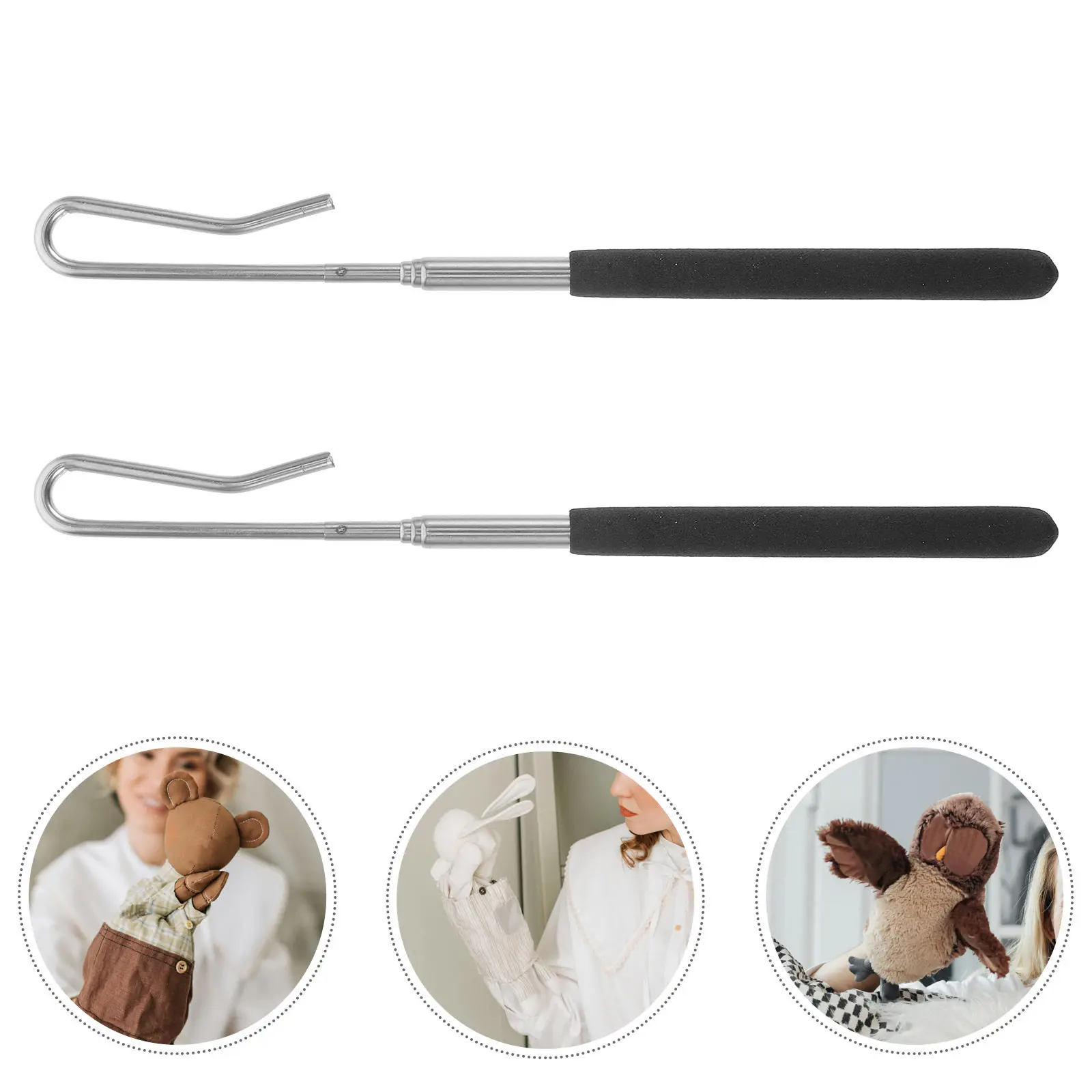 2Pcs Steel Hand Puppet Sticks Seamless Arm Control Rods Improved Performance Portable Puppet Accessory for Teachers Parents