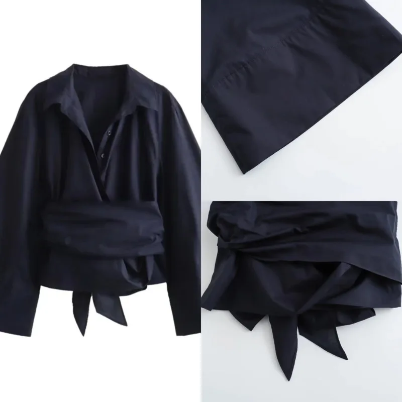 

Women's Long Sleeve Blouse Wrap Design Vintage Fashion Y2K Harajuku Style Elegant Loose Fit Shirt Perfect For Casual Summer Wear