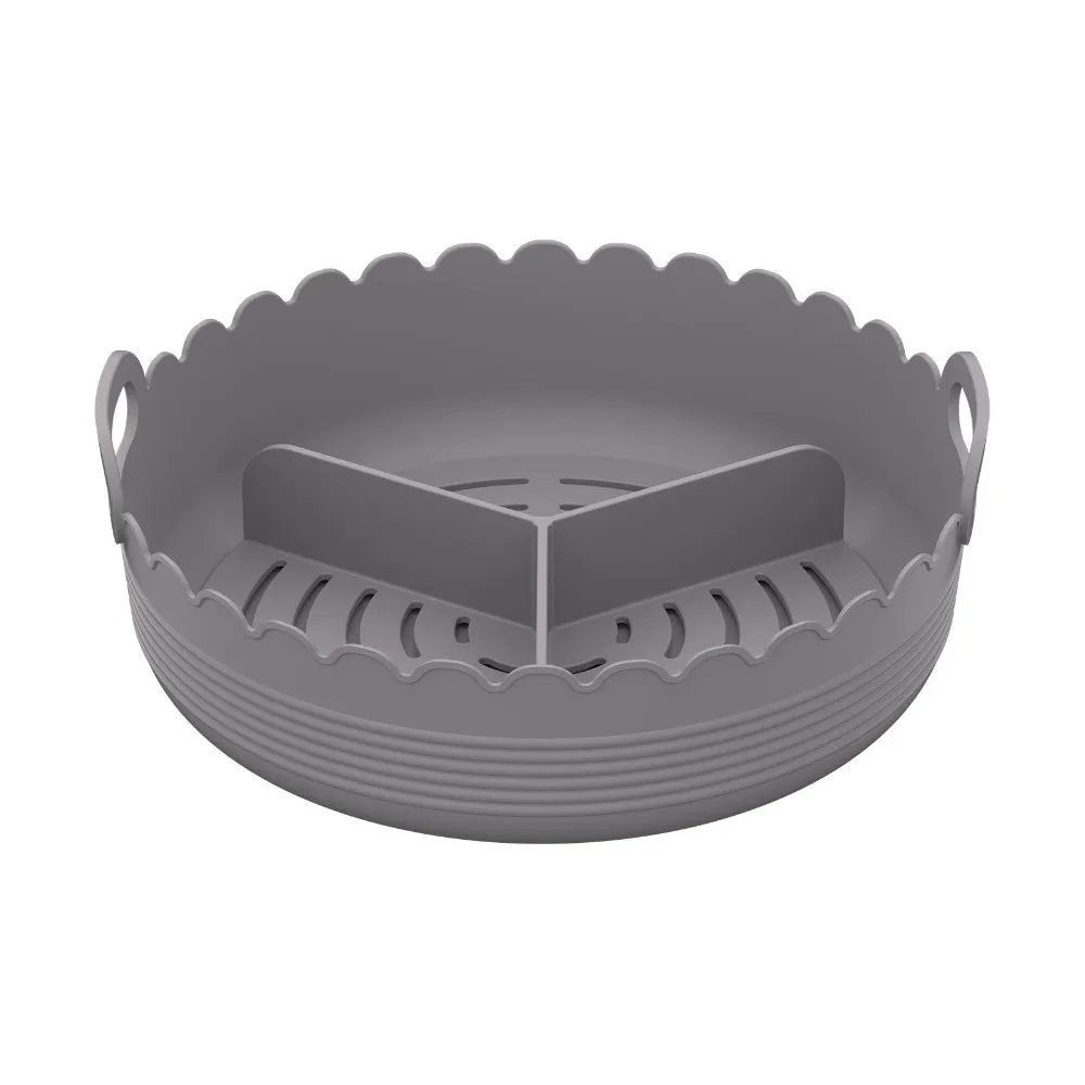 Multi-color Silicone Air Fryer Liners Non-stick Reusable 3 Grids Oven Tray Food-grade 7/8 Inch Divided Airfryer Basket