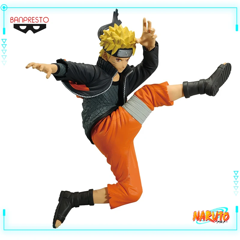 Bandai Original Genuine BANPRESTO Vibration Stars Ⅳ Naruto Shippuuden Uzumaki Naruto 14cm Model Toy Figures Birthday Gift