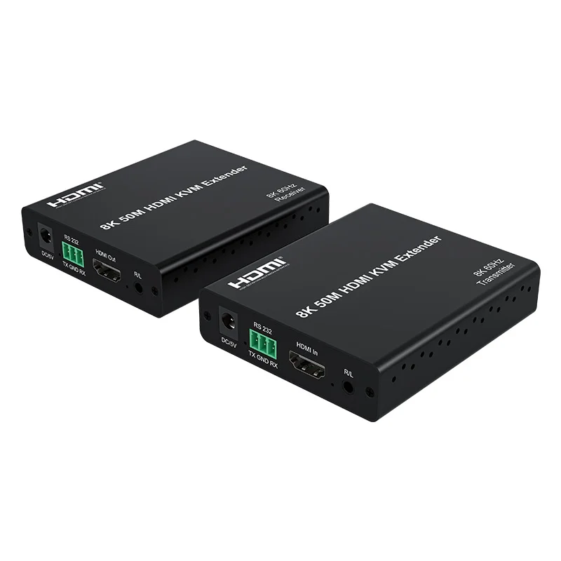 8K KVM HDMI Extender Over CAT6A 8K@60Hz 4:2:0 HDMI KVM Extender 4K@120Hz with Audio Output Support USB Mouse Keyboard for PC TV