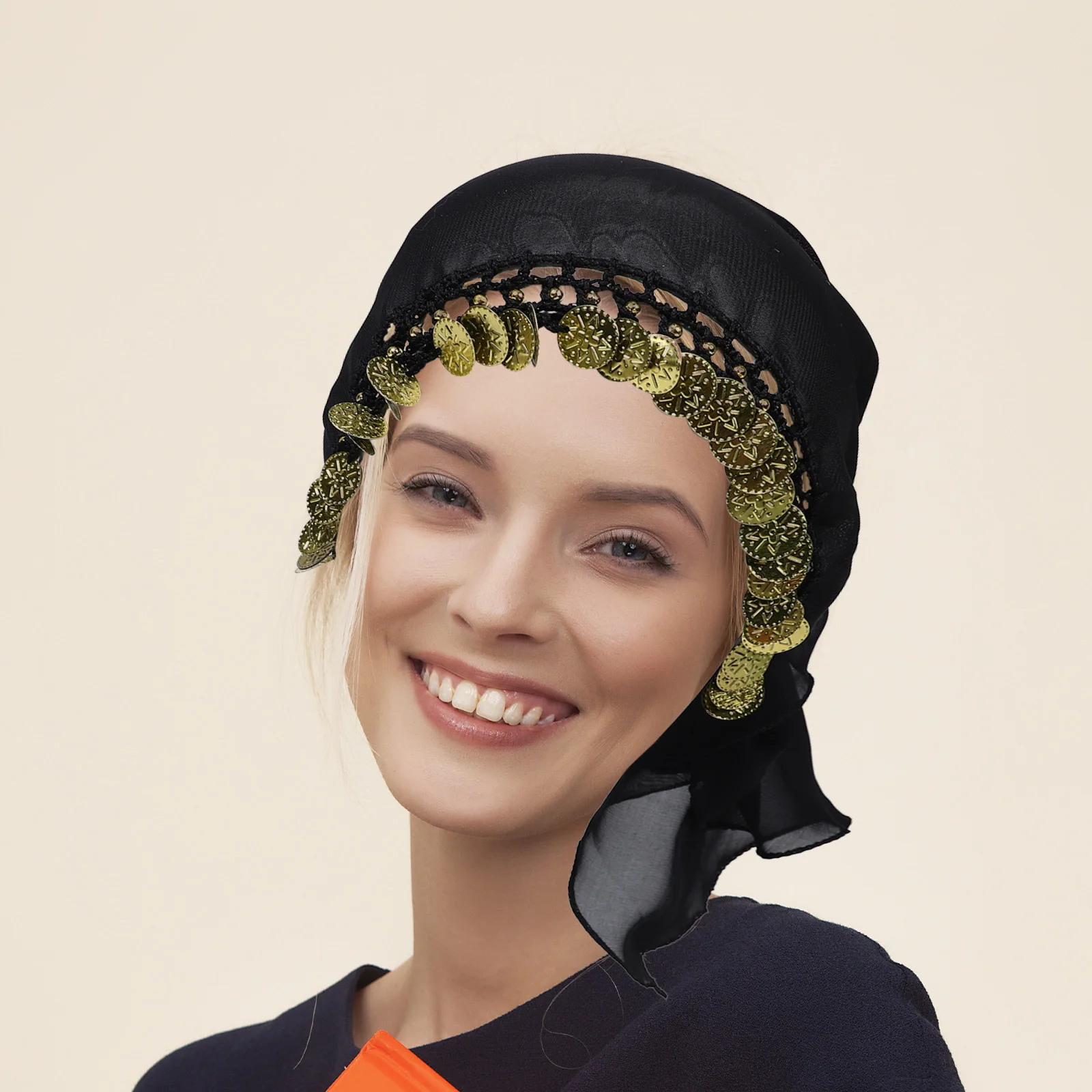 Opaska do tańca brzucha z monetami dla kobiet, akcesorium do tańca tribal, opaska z wiszącymi monetami, nakrycie głowy na występy taneczne.