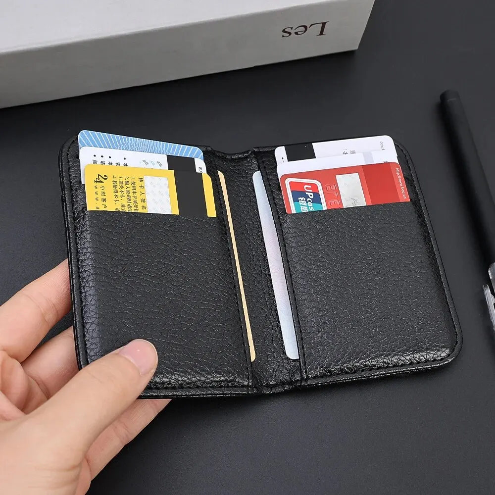 กระเป๋าสตางค์แบบพกพาบางเฉียบสำหรับผู้ชาย หนัง PU กระเป๋าใส่บัตรเครดิตขนาดเล็ก กระเป๋าใส่บัตร กระเป๋าสตางค์บาง ขนาดเล็ก กระเป๋าสตางค์แบบสั้น