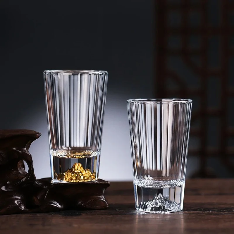 6PCS Creative vertical grain crystal Jinshan Baijiu cup household blue mountain iceberg liquor cup water glass whisky