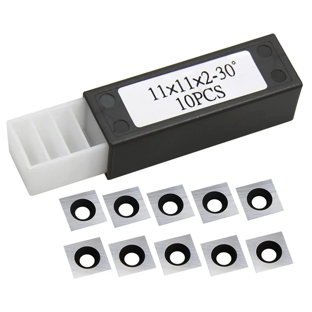 Juego de Herramientas de torneado de madera, 10 piezas, insertos de carburo de madera, cortadores para torno de madera, 11x11x2,0mm-30 °, ajuste de borde de corte
