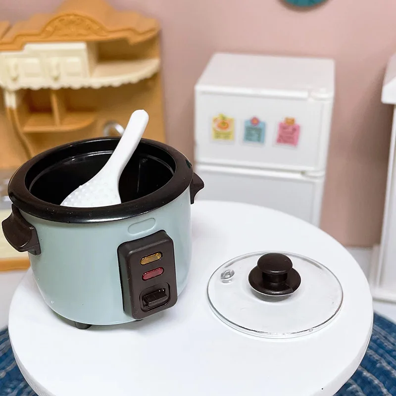 Cocina de arroz en miniatura de simulación de casa de muñecas, Mini modelo eléctrico para jugar en casa, accesorios de escena de comida y juego, 1: