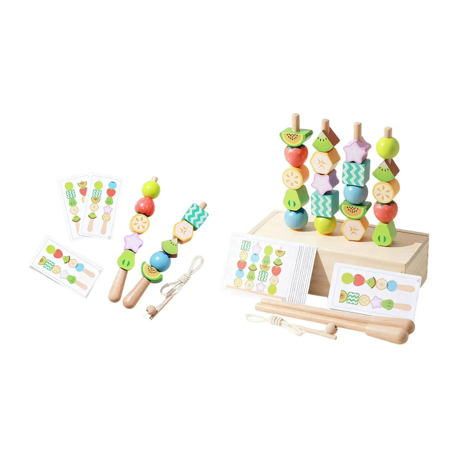 

Wooden Beads Sequencing Toy Colorful Game Educational Sensory Toy Stacking Blocks for Kids Learning Development