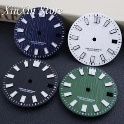 28.5mm Matte Line Texture Watch Dial Suitable For NH35 4R35 Automatic Movement High Quality Green Lume Date Window Accessories