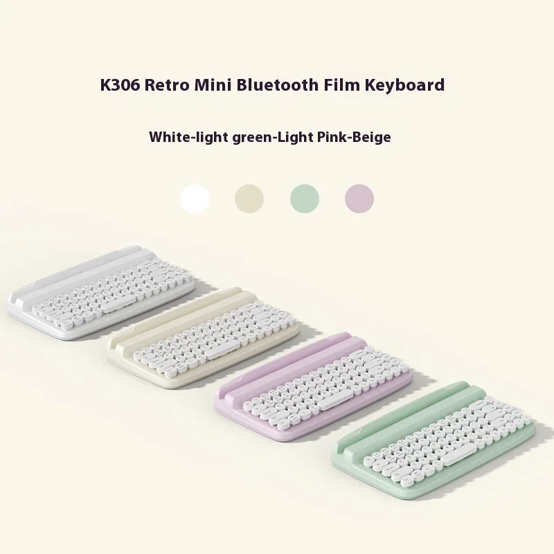 Actto B306 Bluetooth Wireless Keyboard Retro Office Circular Key Stand Slot Customized Keyboard for PC Gamer Accessories Gifts