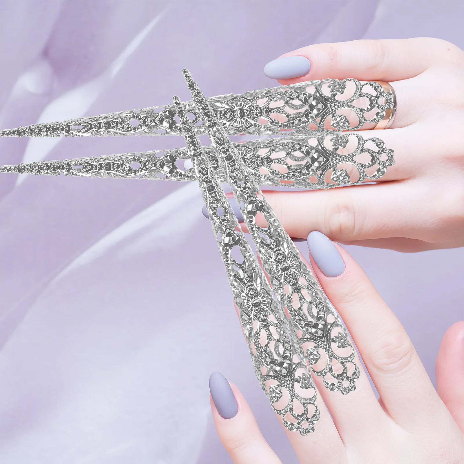 20 pezzi vintage punta del dito artiglio anelli gioielli gotici per unghie per le donne accessori cosplay medievali coperture per unghie vuote Decor