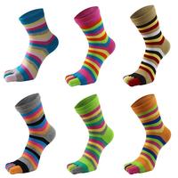 5 Pairs Toe Short Socks Women Gir Cotton Striped Colorful Rainbow Soft Elastic Endurable 5 Finger Happy Harajuku Socks Fashion