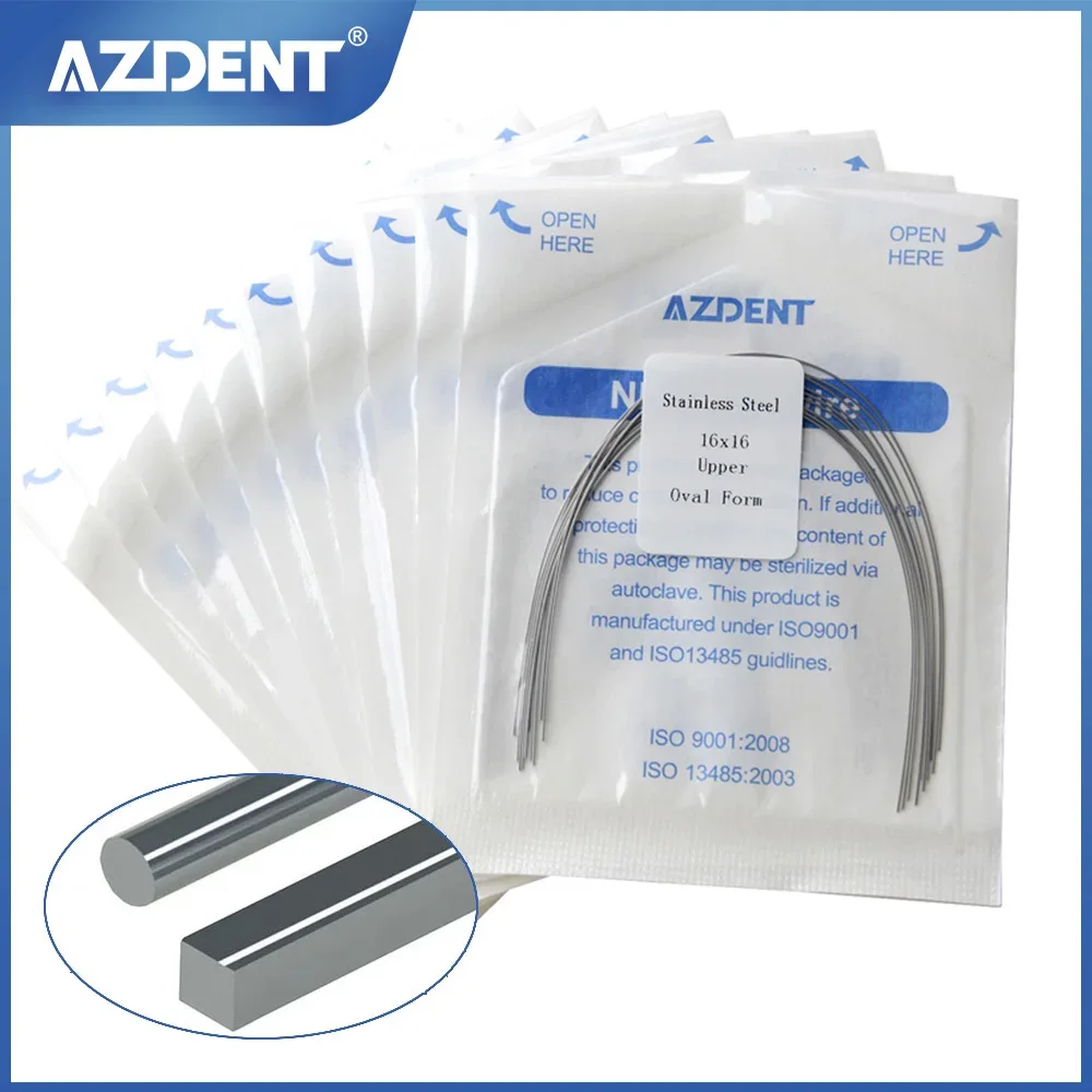 10 упаковок = 100 шт., Стоматологические Ортодонтические круглые/прямоугольные арки из нержавеющей стали