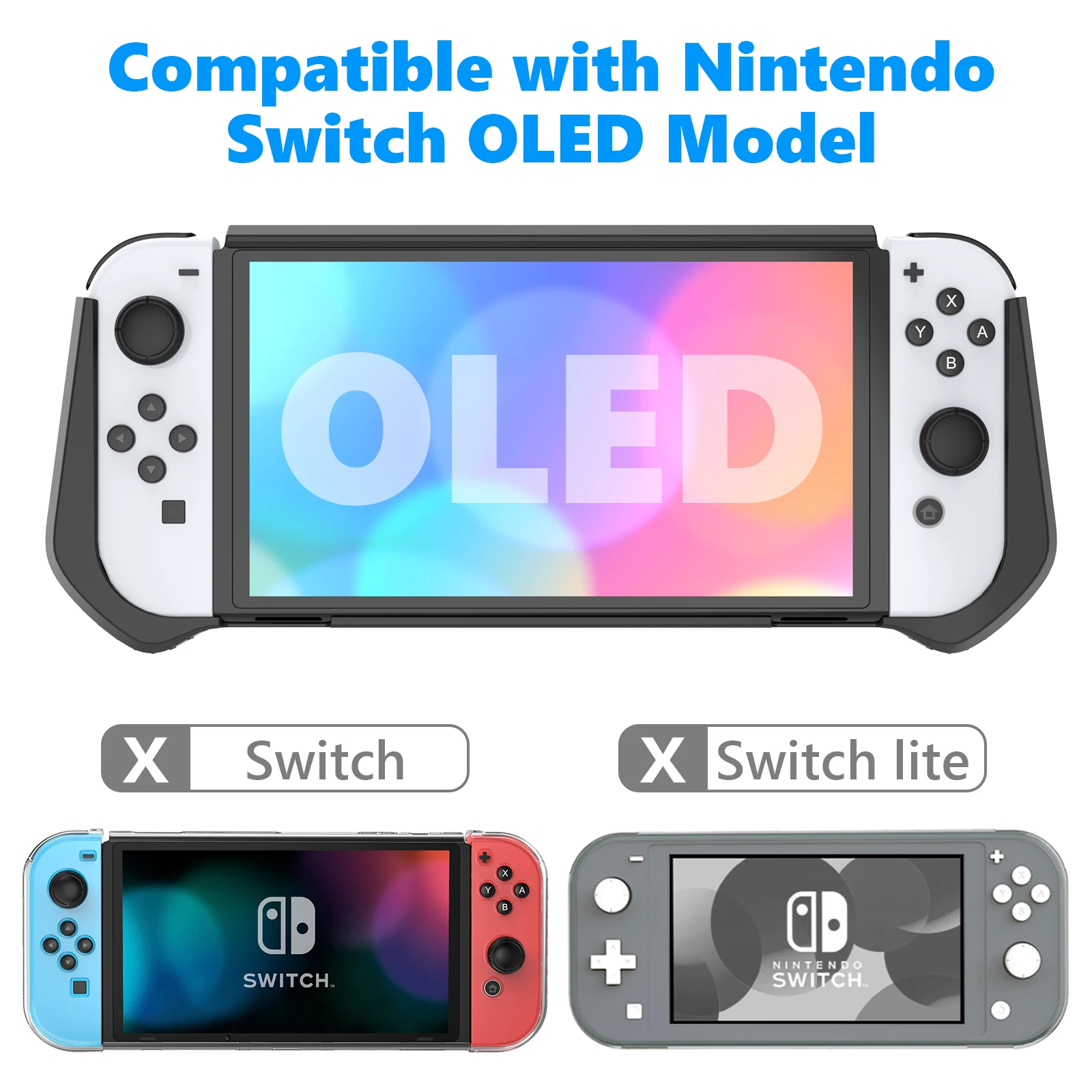 Mooroer-funda protectora para Switch OLED, funda protectora de TPU y PC Compatible con Nintendo Switch OLED