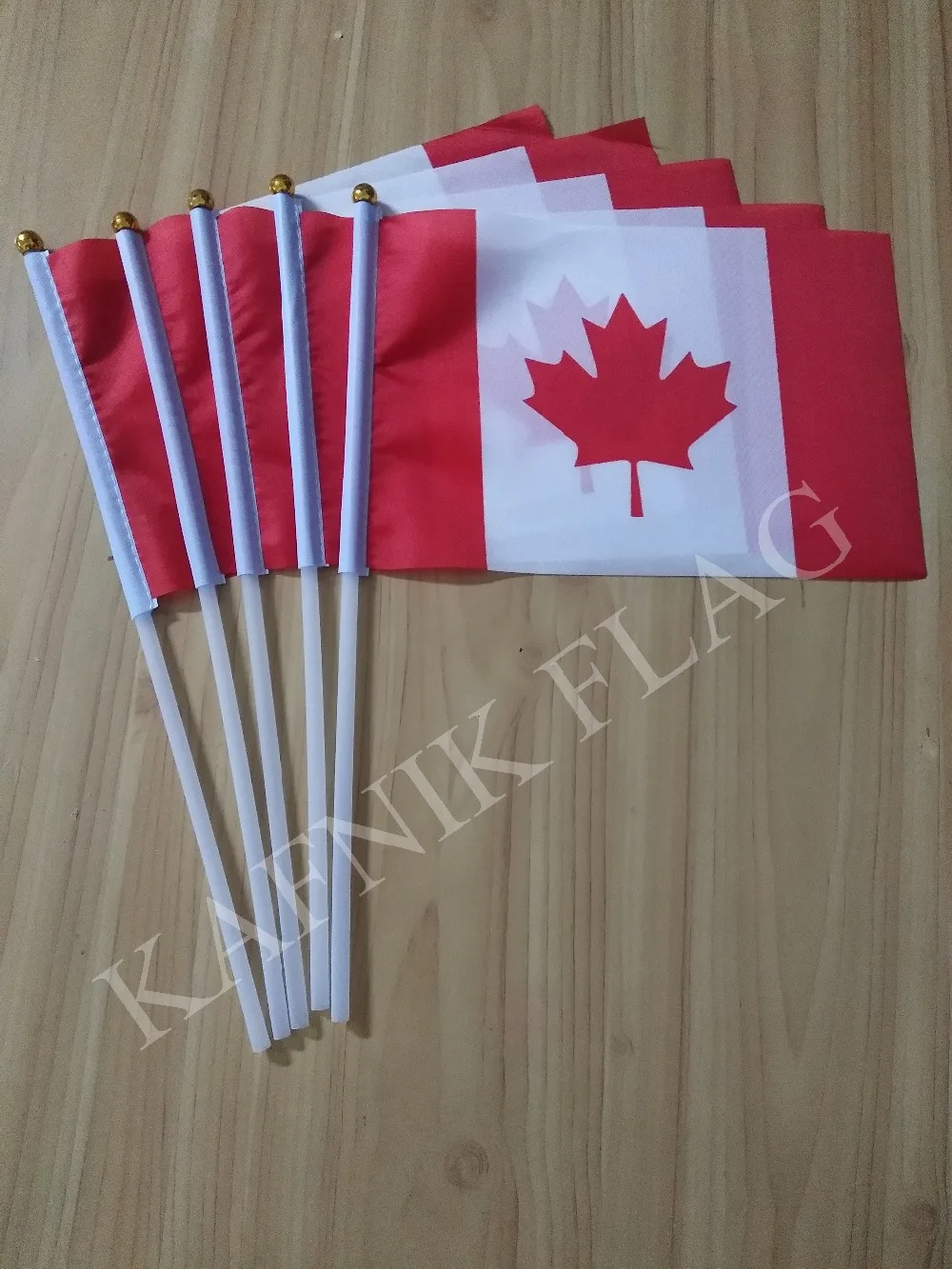 KAFNIK-Bandera de Canadá, asta de plástico de 30cm, 5 piezas, 14x21cm