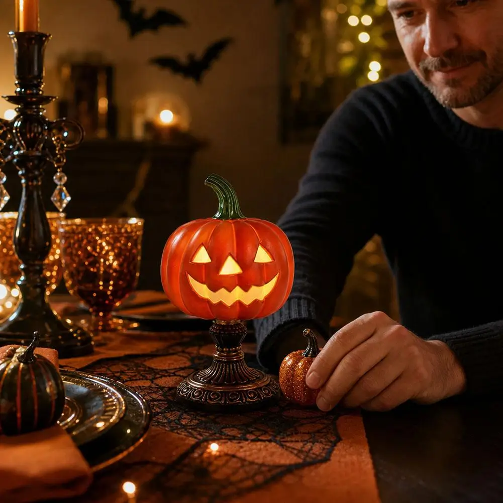 Vintage Halloween Pumpkin Table Lamp USB Plug Night Light Creative Desktop Decorative Ornament Holiday Gifting And Party Decorat