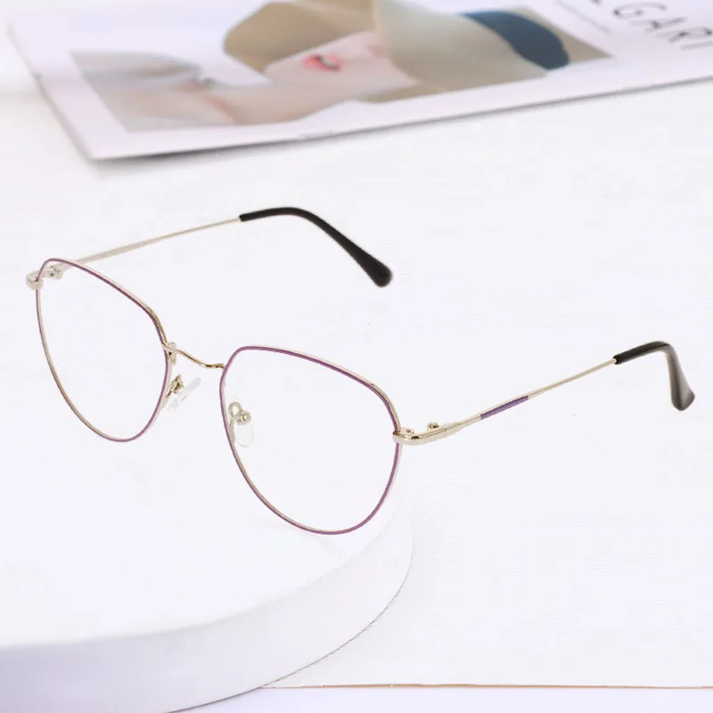 REAL Retro Simple Design  Metal Frame Clear Lens Glasses  Myopia Reading Glasses Woman Prescription Eyeglasses MT02329