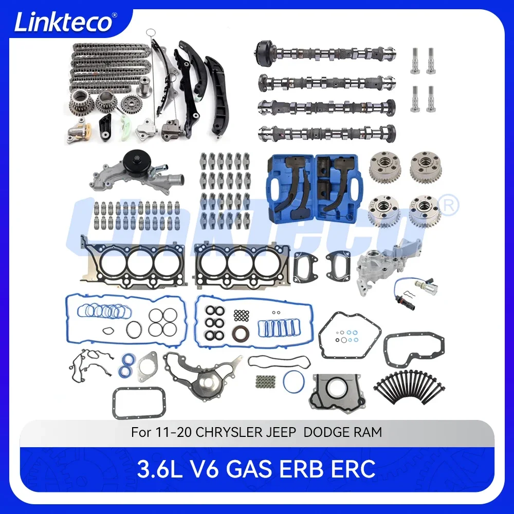 

Реконструкция двигателя ERB распределительный комплект, комплект цепи синхронизации VVT, полный комплект прокладок для 11-20 3,6 Chrysler Dodge Jeep Ram 1500 3.6L Pentastar