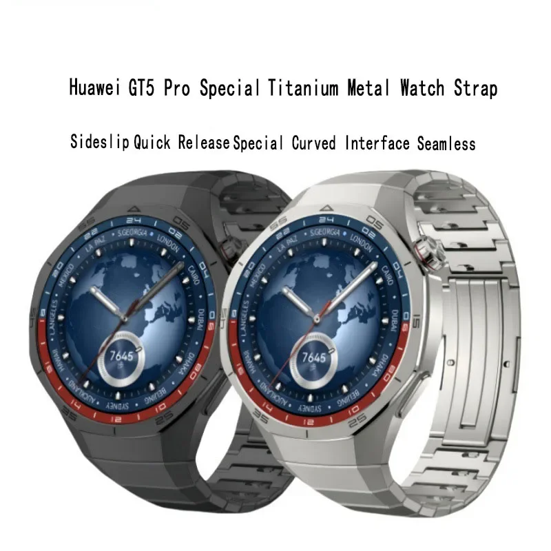 Suitable for Huawei Watch GT5 Pro Watch Strap with Curved Side Sliding Quick Release GT5 Pro Titanium Metal Strap