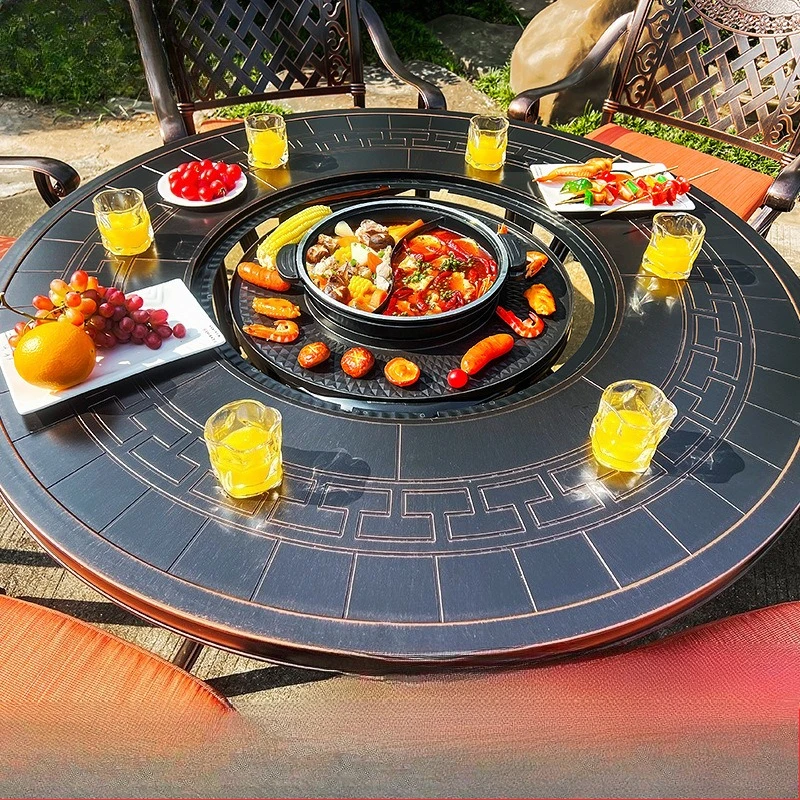 

Outdoor cast aluminum barbecue table courtyard villa outdoor barbecue table and chair combination