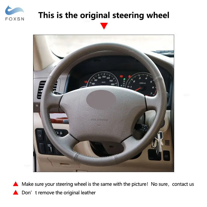 Car Steering Wheel Cover Leather Trim For Toyota Land Cruiser Prado 120 4Runner Sienna Tacoma Tundra Lexus LS400 GX470 red bar
