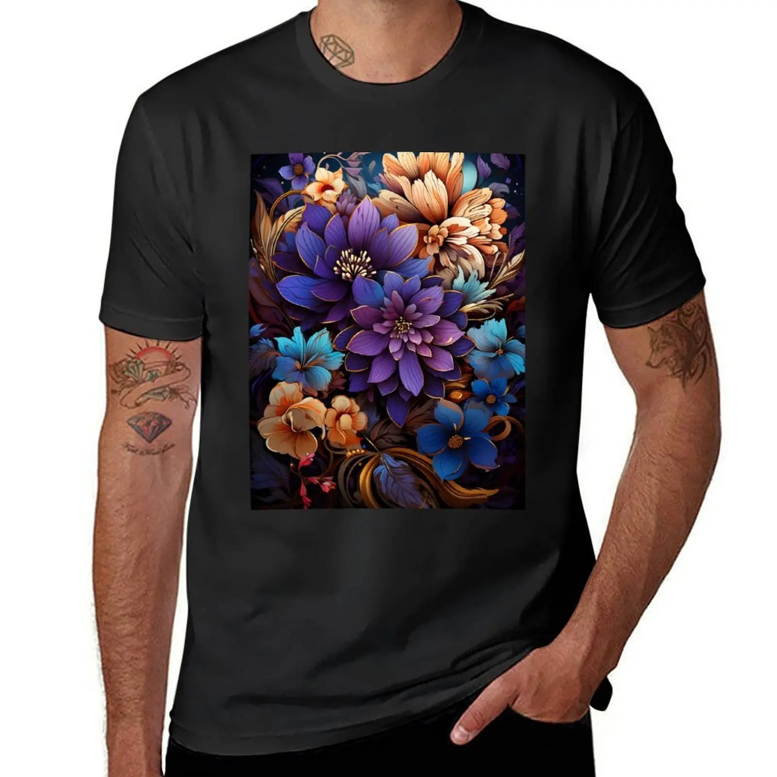 

Vibrant Nouveau Flowers: A Floral Harmony of Botanical Art Deco Nouveau - Fantasy Flower Botanicals Collection - Art Pri T-Shirt