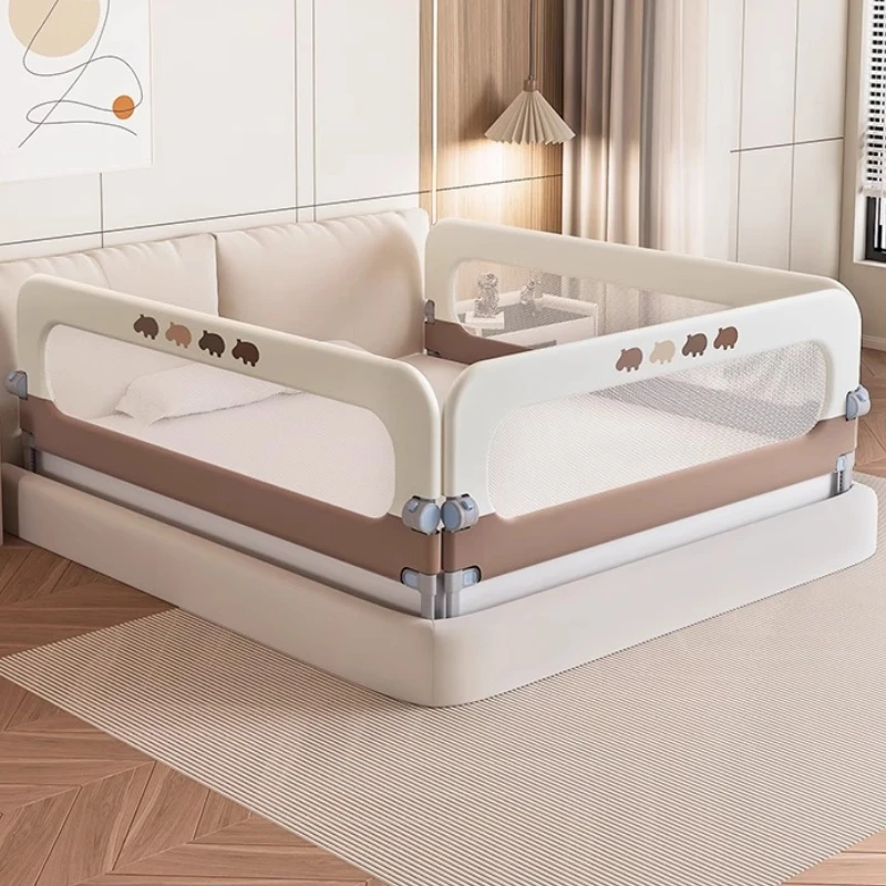 Lightweight Portable Baby Bed Fence Gate with Carrying Bag‌ Detachable Travel Safety Rail One-Button Quick Release Lock System