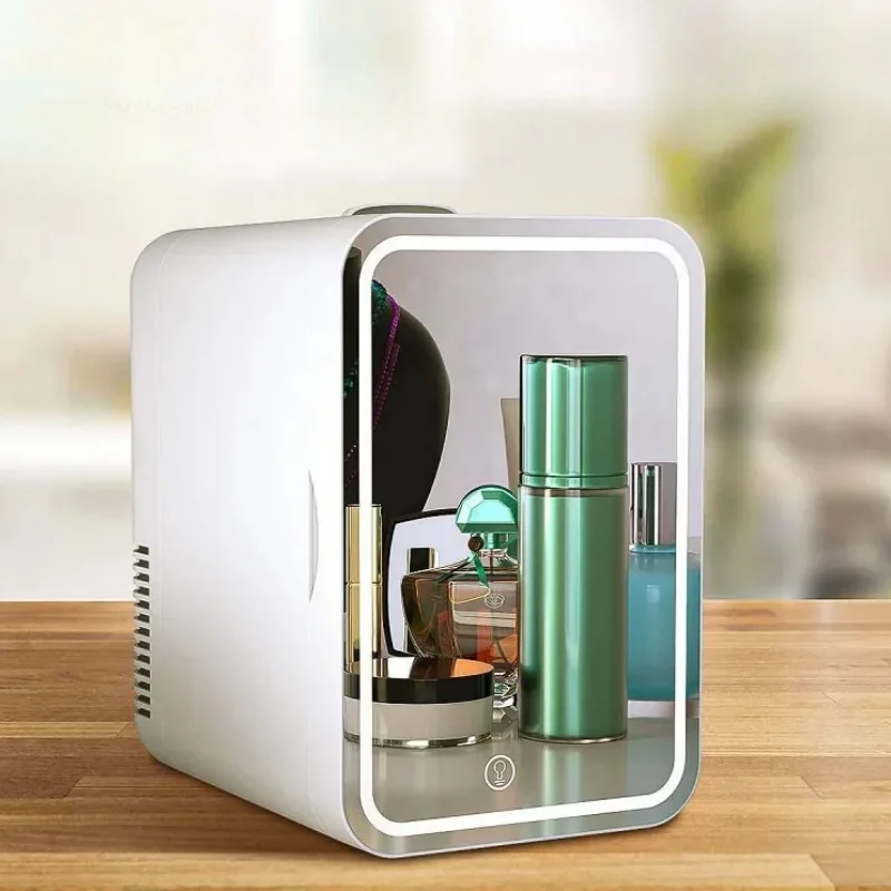10L Refrigerator Vanity Mirror 2-in-1 Large Capacity Portable Dresser Vanity Mirror Car Bedroom Mini Small Refrigerator