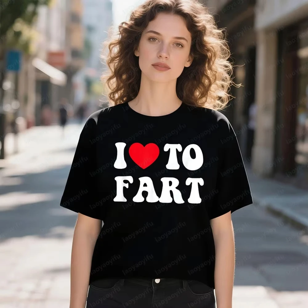 

Футболка I Love To Fart Heart Fart Забавный саркастический подарок Футболка унисекс Пародия Подарочные футболки Мужчины Женщины Повседневная жизнь Хлопковая рубашка с круглым вырезом