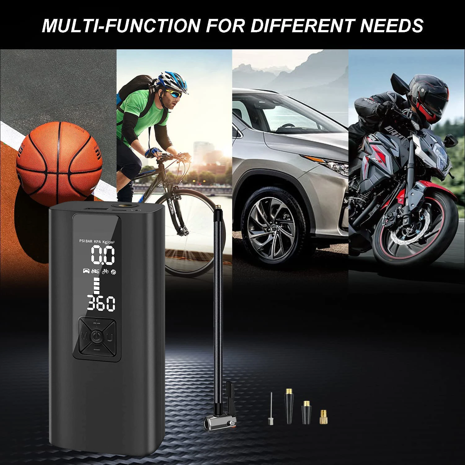 PortableTire Inflator Pump 12V 150PSI Electric Air Pump Cordless Car Air Compressor for Car Bicycle Tyre Balls 8000mAh / 4000mAH